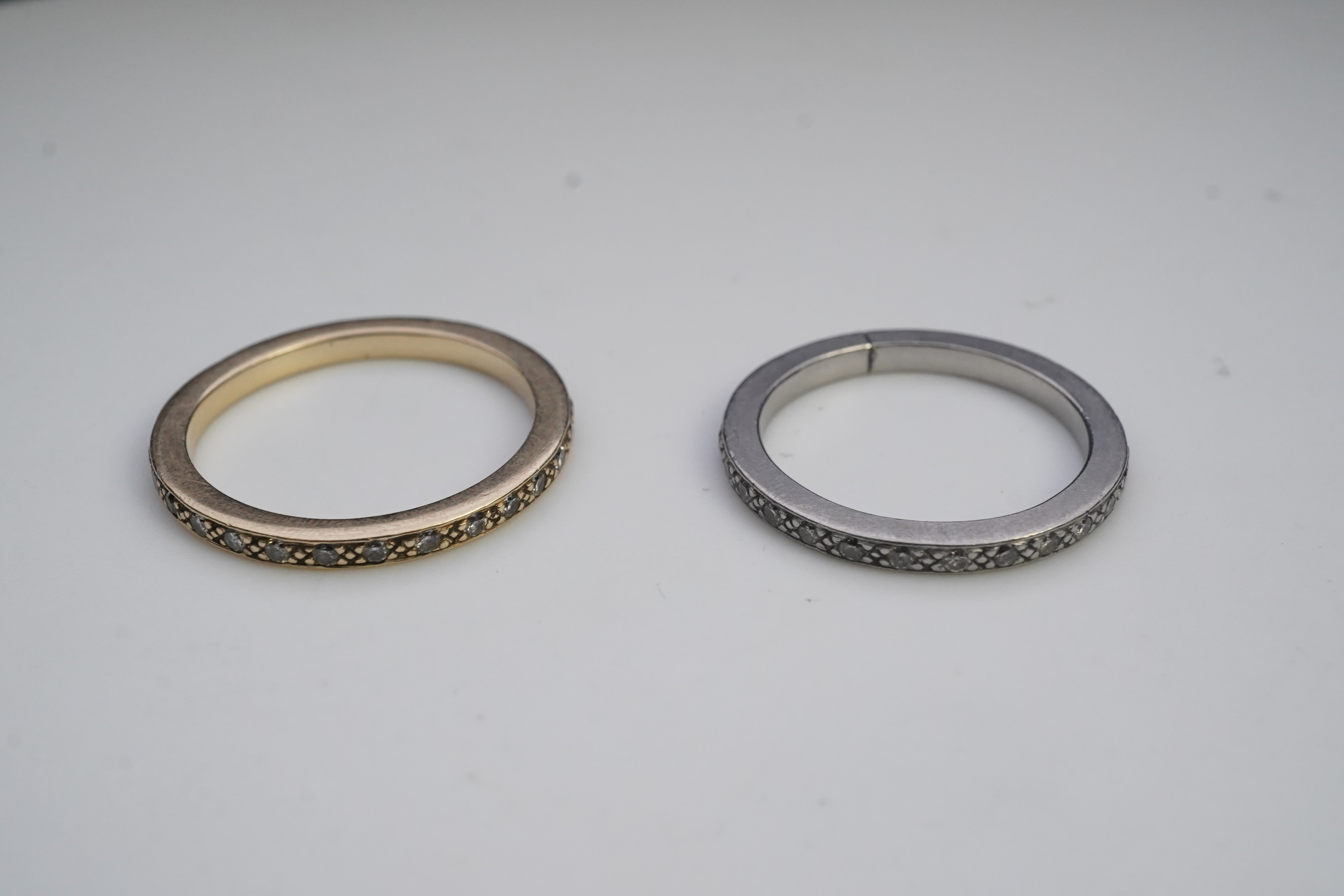 A pair of diamond eternity rings